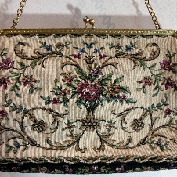 SMALL BAG Tapestry Floral Coin Closure with Rhinestone Unbranded - Picture 2 of 10